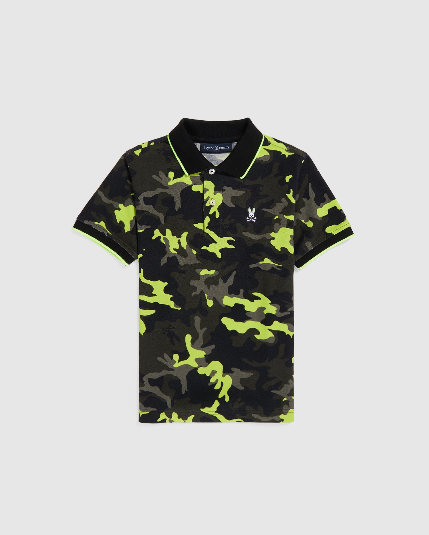 KIDS BLACK PLANO PIQUE CAMO POLO