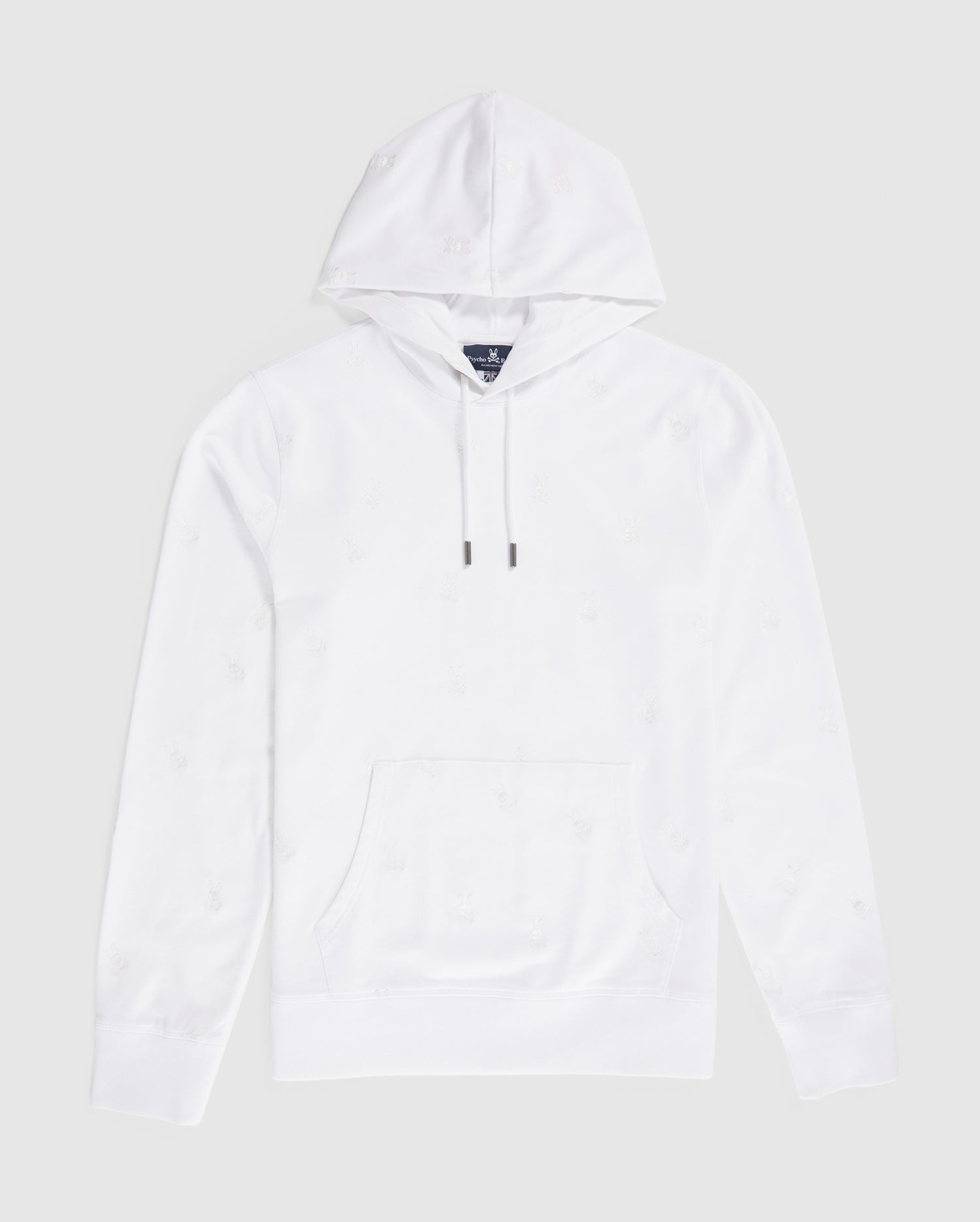 EMBROIDERED BUNNY | POPOVER MENS PSYCHO WHITE WOAD HOODIE