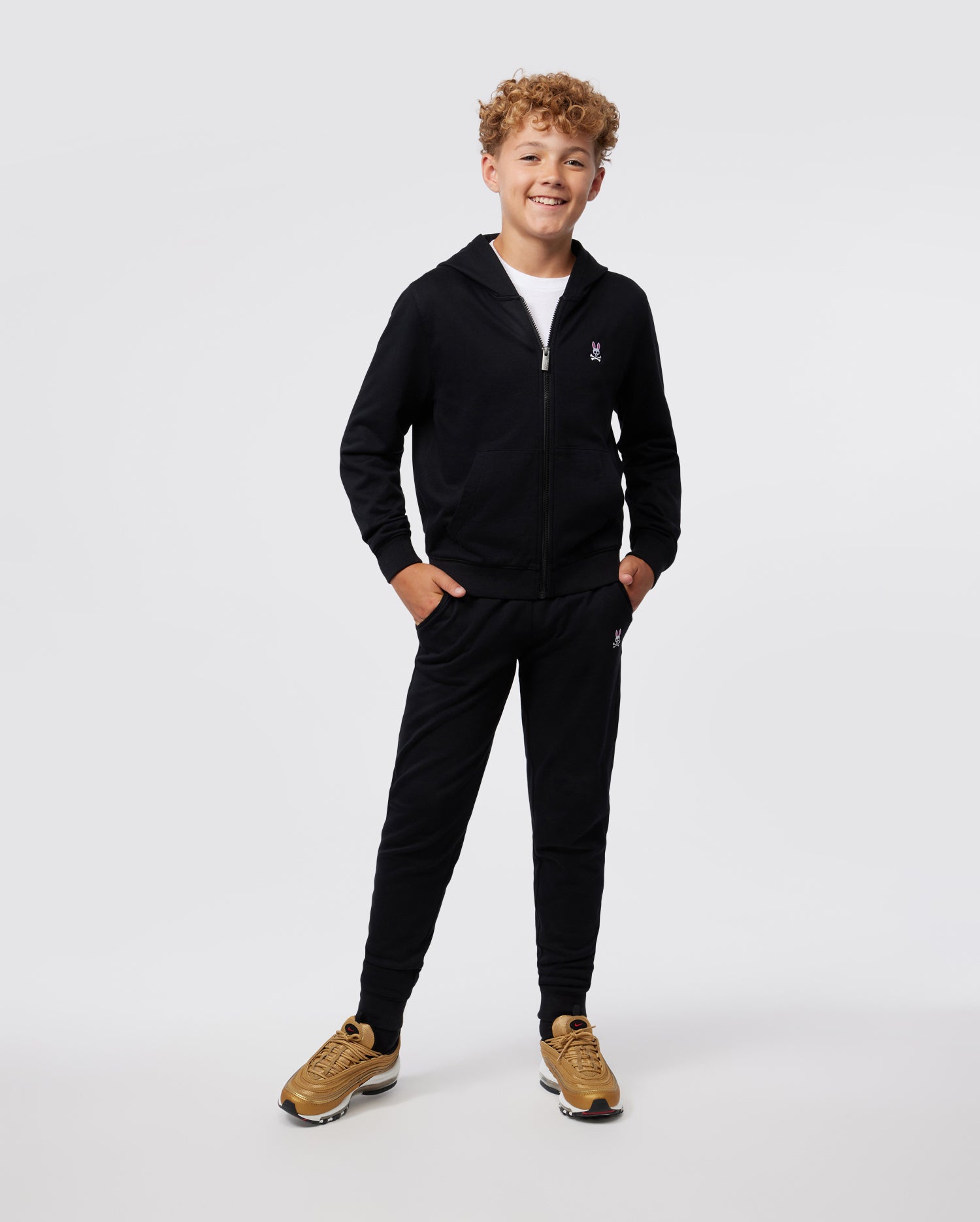 KIDS BLACK FRENCH TERRY SWEATPANTS