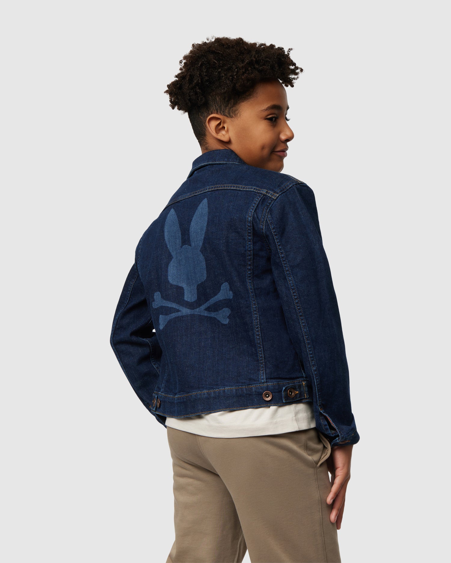 Psycho Bunny Kids Pathe Denim Trucker Jacket Dark Blue