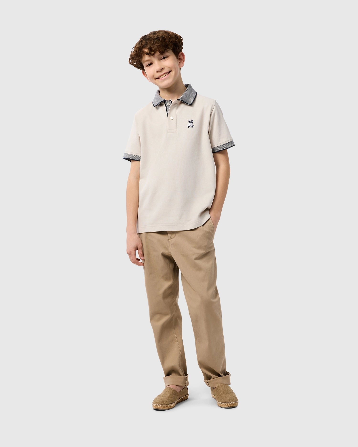 Khaki pants and white shirt for deals children