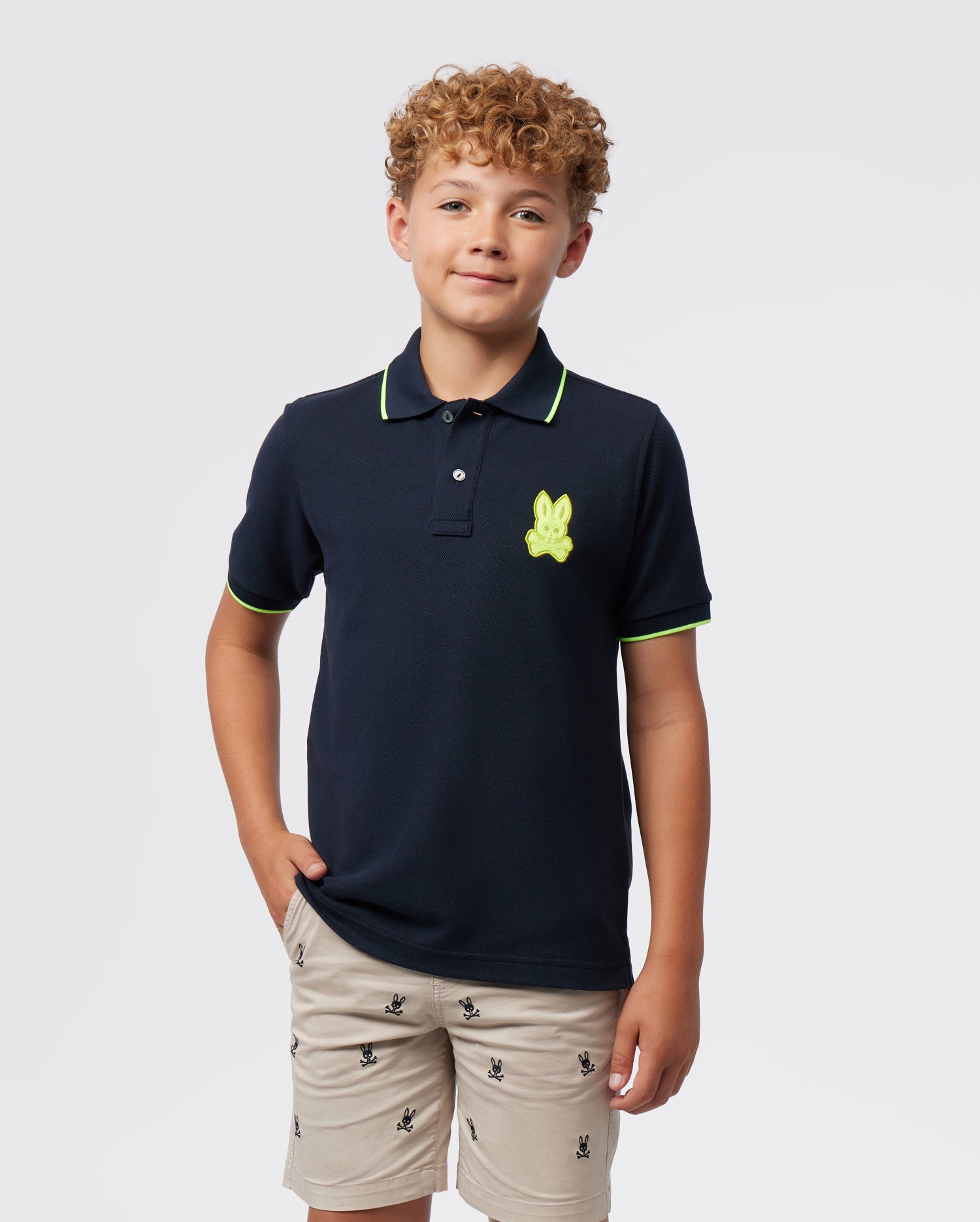 KIDS NAVY CLEVELAND CHAINSTITCH PIQUE POLO | PSYCHO BUNNY – Psycho Bunny