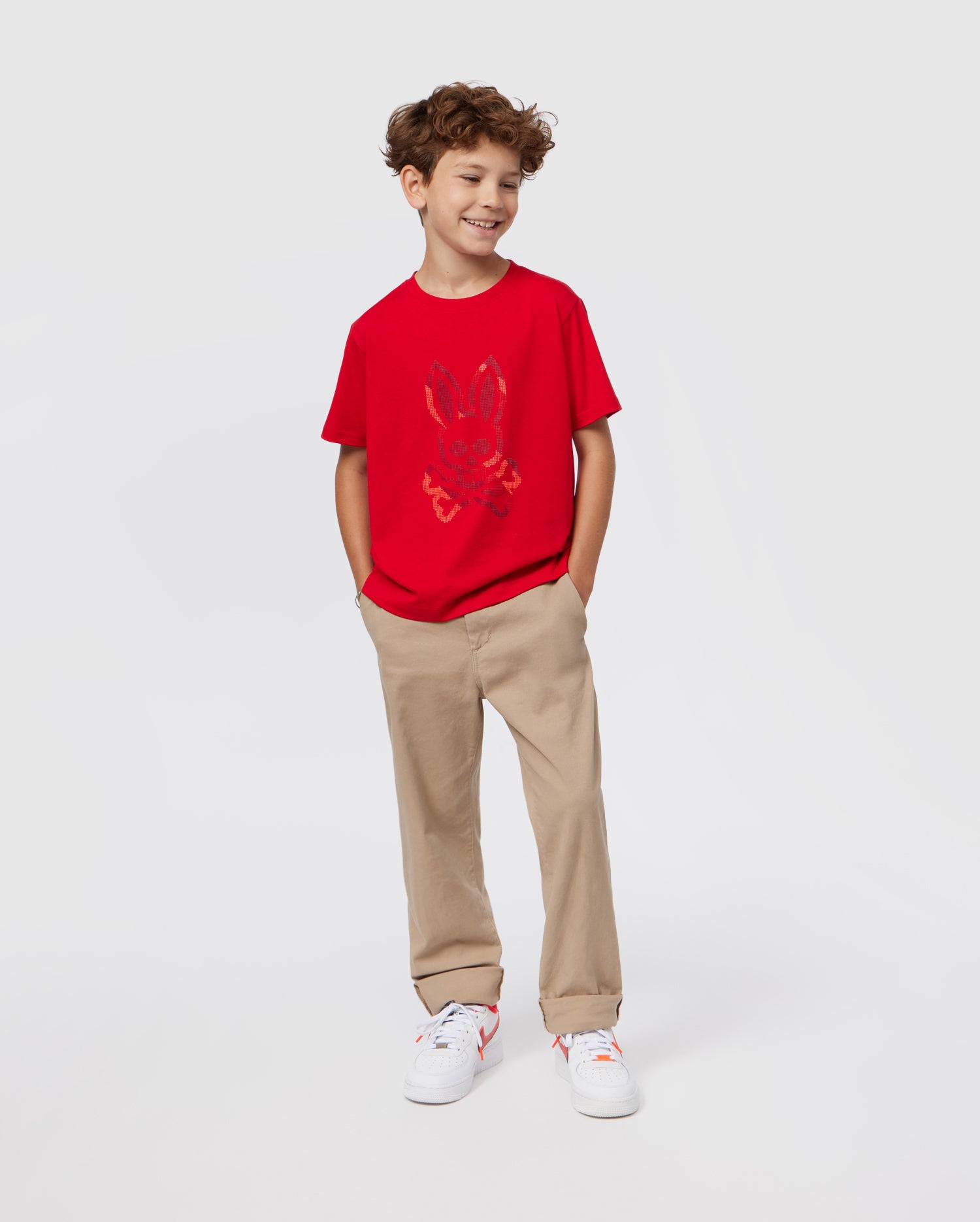 BUNNY | RED LONG PSYCHO RUBBER KIDS TEE SACRAMENTO EMBOSSED SLEEVE