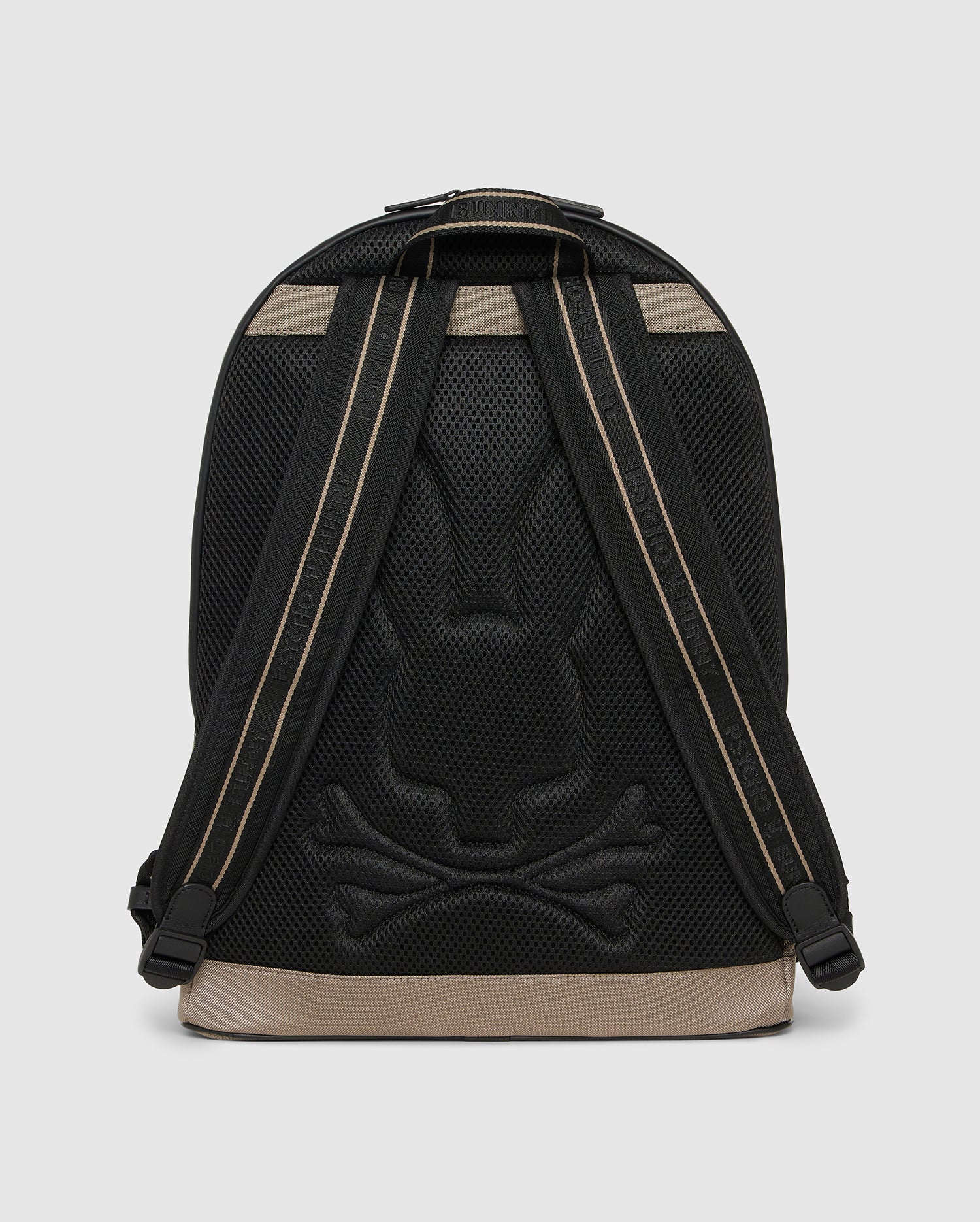 Black beige backpack store and wallet