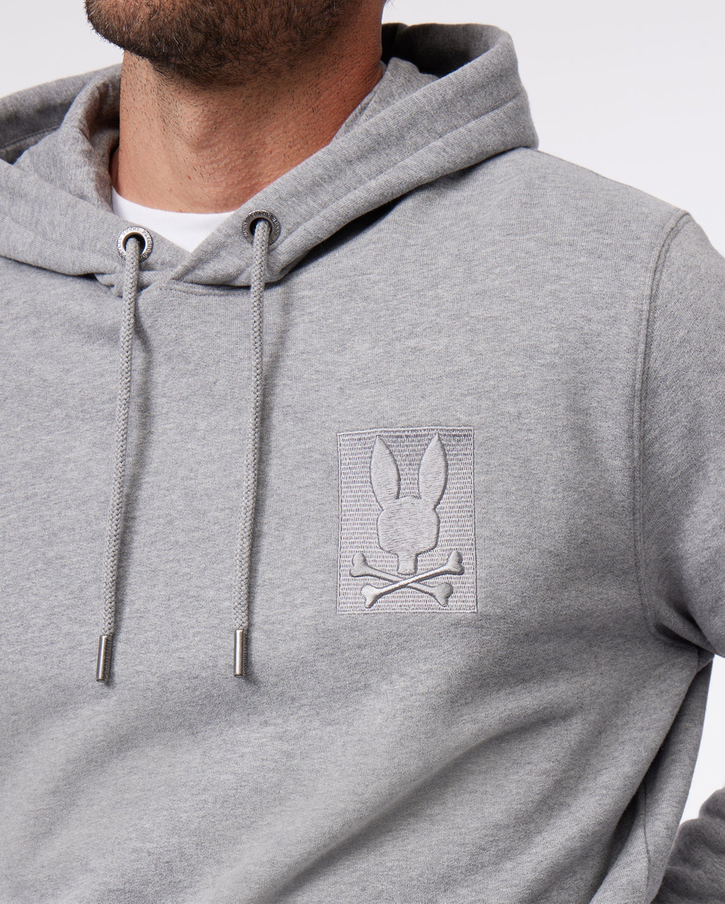 adidas Embossed Monogram Fleece Hoodie in White