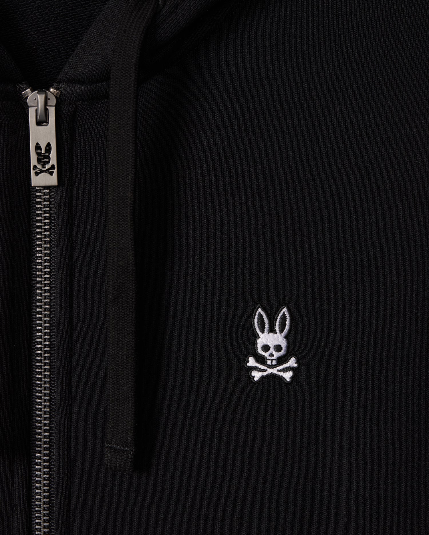 MENS BLACK LEVY ESSENTIAL ZIP FLEECE HOODIE PSYCHO BUNNY