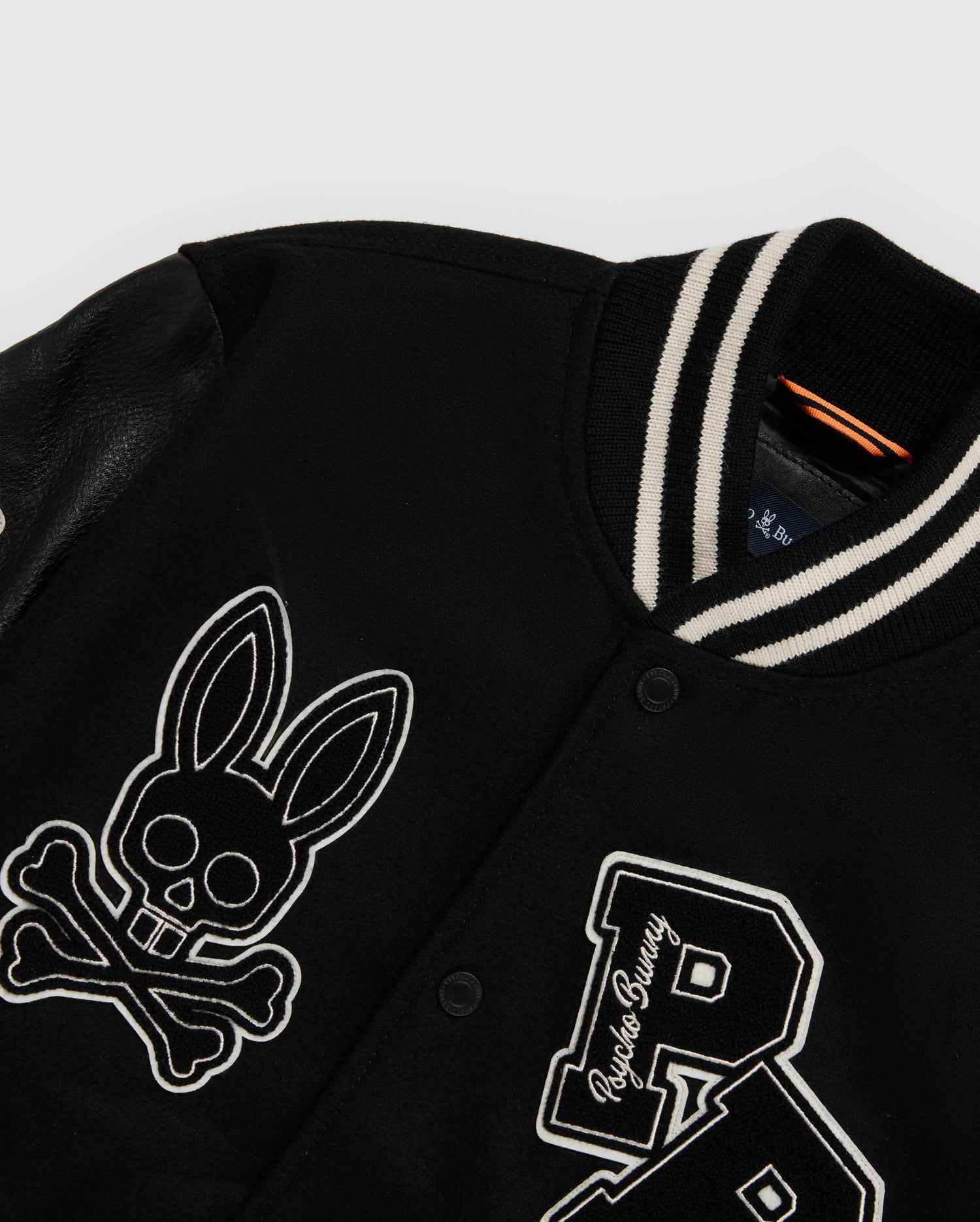 MENS BLACK ROBBINS VARSITY BOMBER JACKET | PSYCHO BUNNY – Psycho Bunny