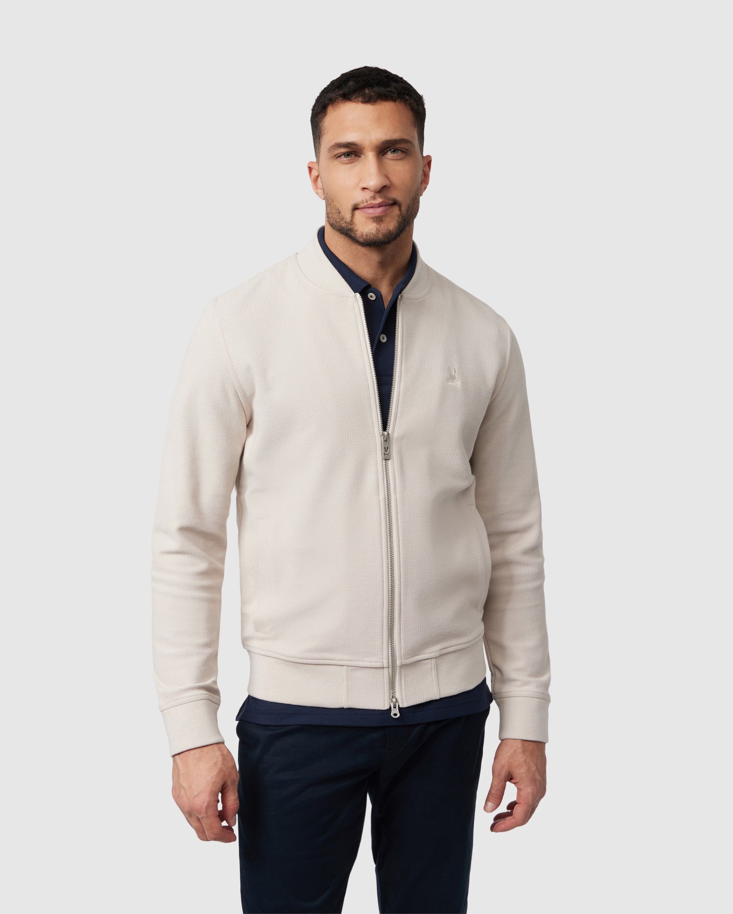 MENS BEIGE LYNBROOK UNLINED KNIT BOMBER JACKET | PSYCHO BUNNY – Psycho ...