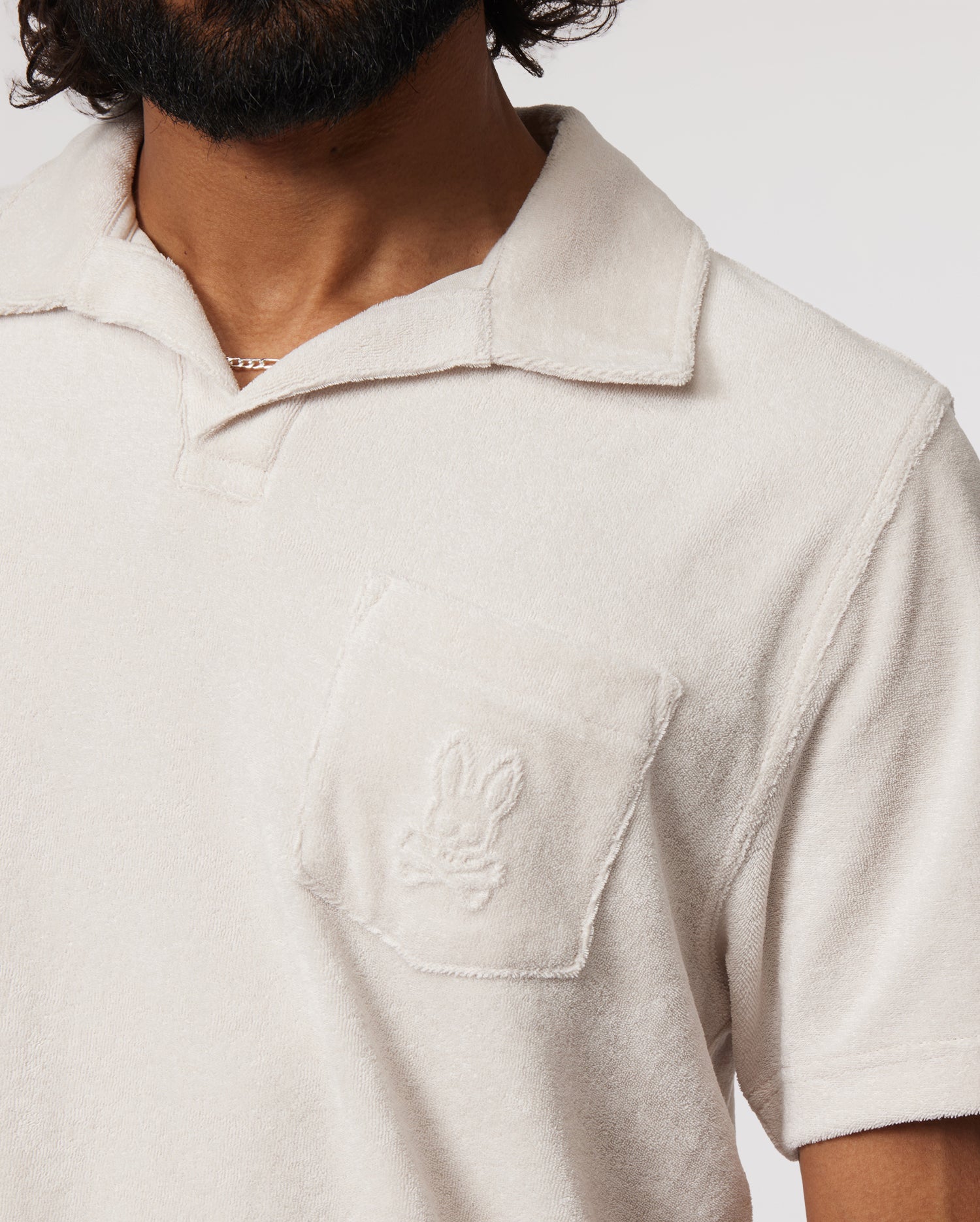 MENS WHITE FRESNO TOWELLING POLO | PSYCHO BUNNY