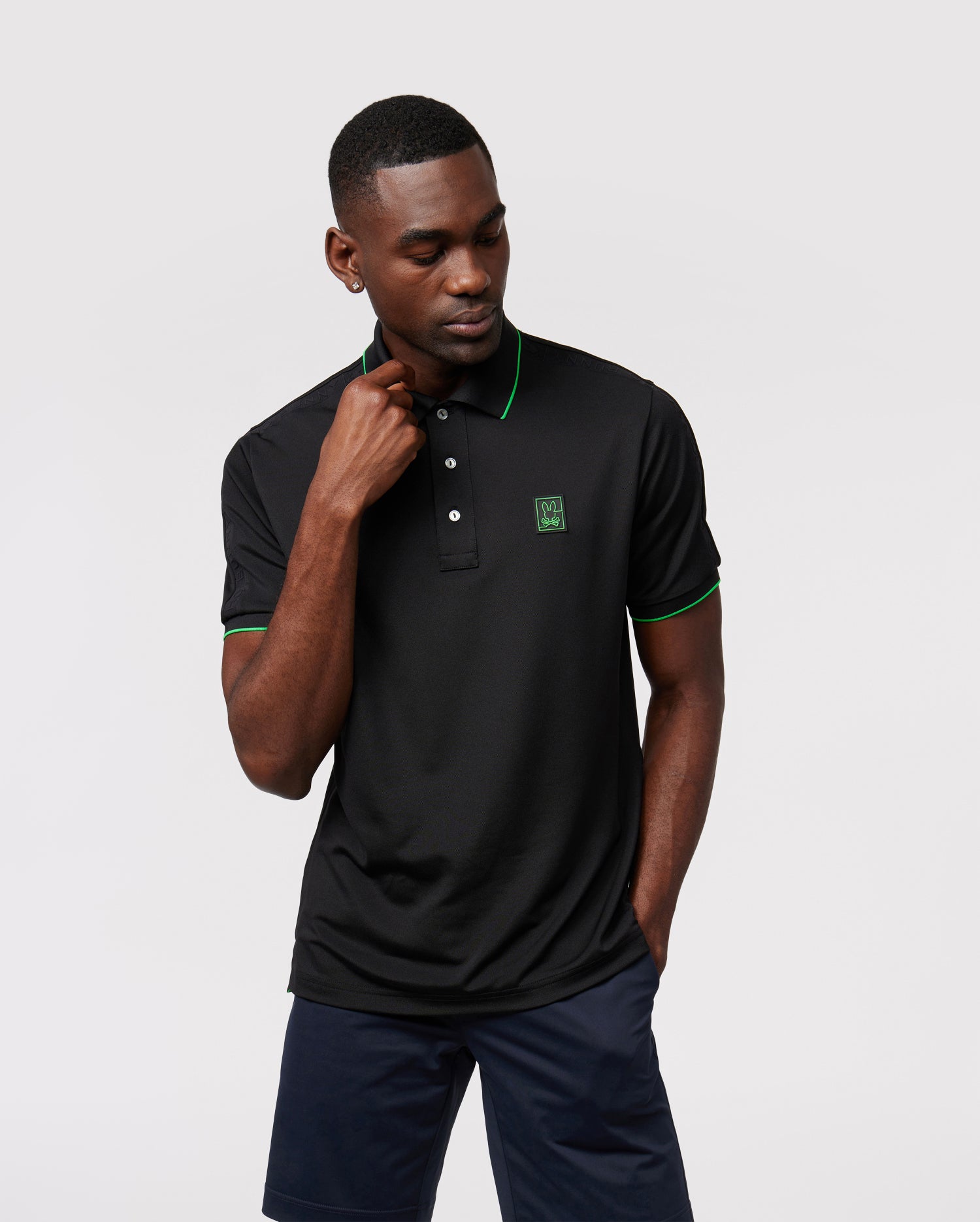 MENS BLACK GILSON SPORT POLO PSYCHO BUNNY