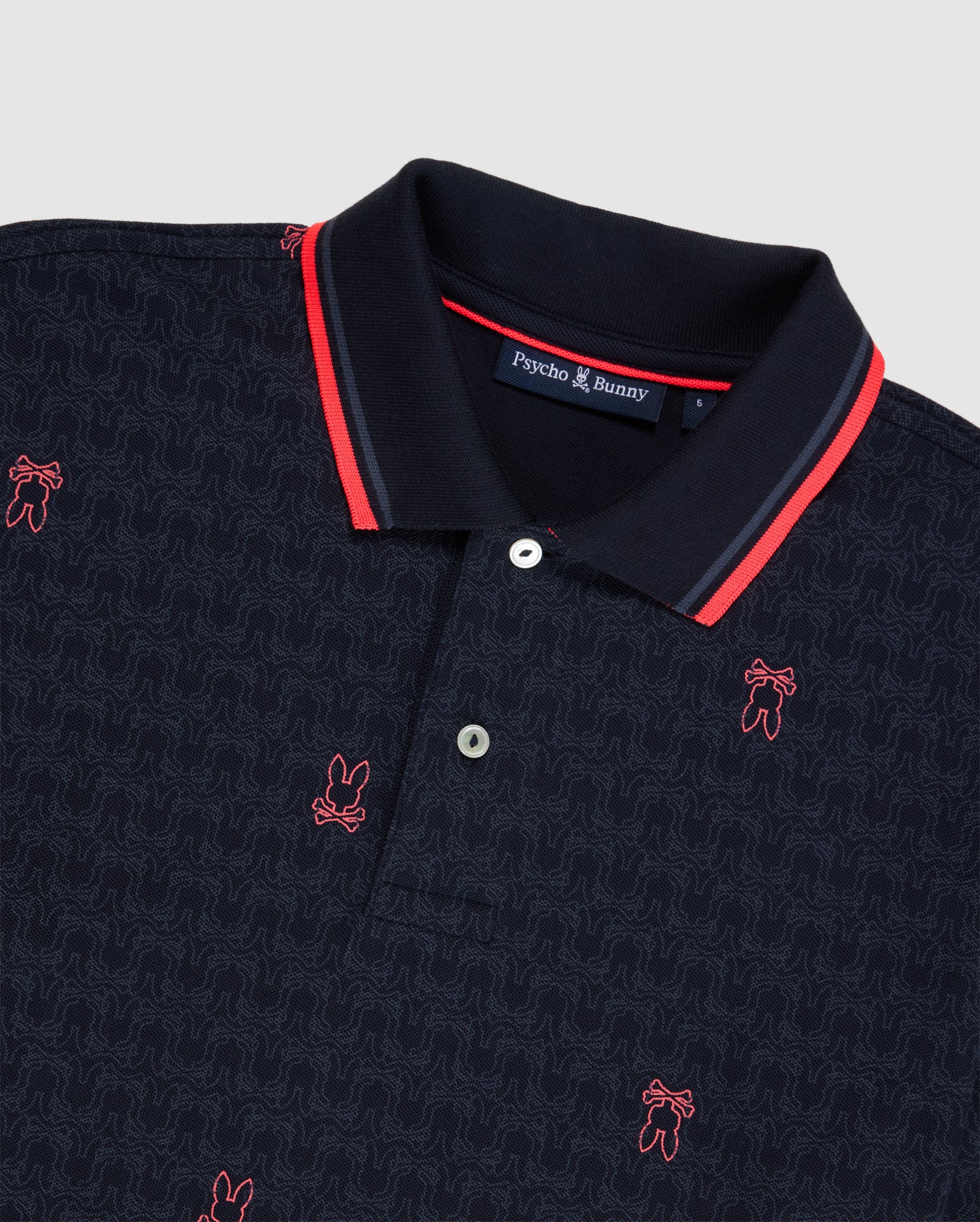 MENS NAVY BELMONT ALL OVER PRINT PIQUE POLO | PSYCHO BUNNY – Psycho Bunny