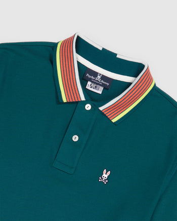 Web stripe-collar piqué polo shirt