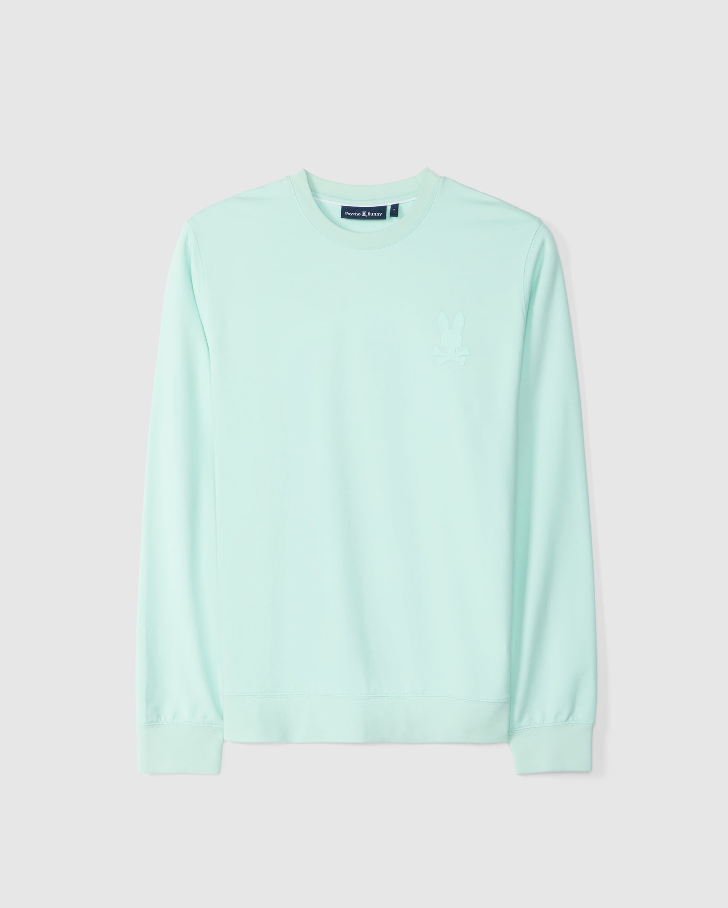 Flat front view of the mens houston french terry crewneck in beachglass 