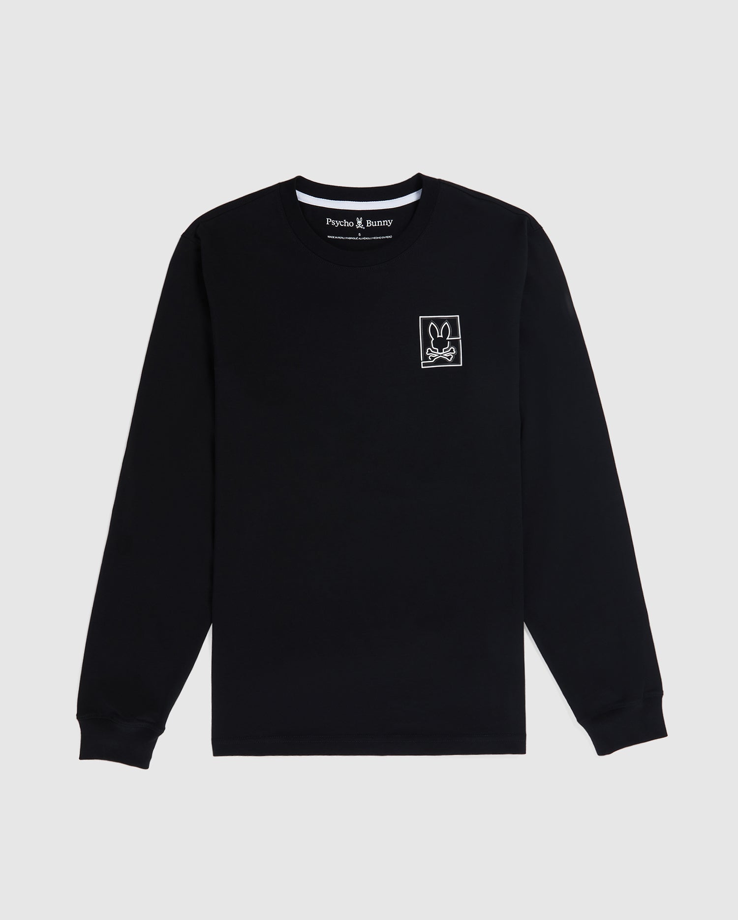 MENS BLACK CHESTER LONG SLEEVE EMBROIDERED GRAPHIC TEE | PSYCHO BUNNY ...