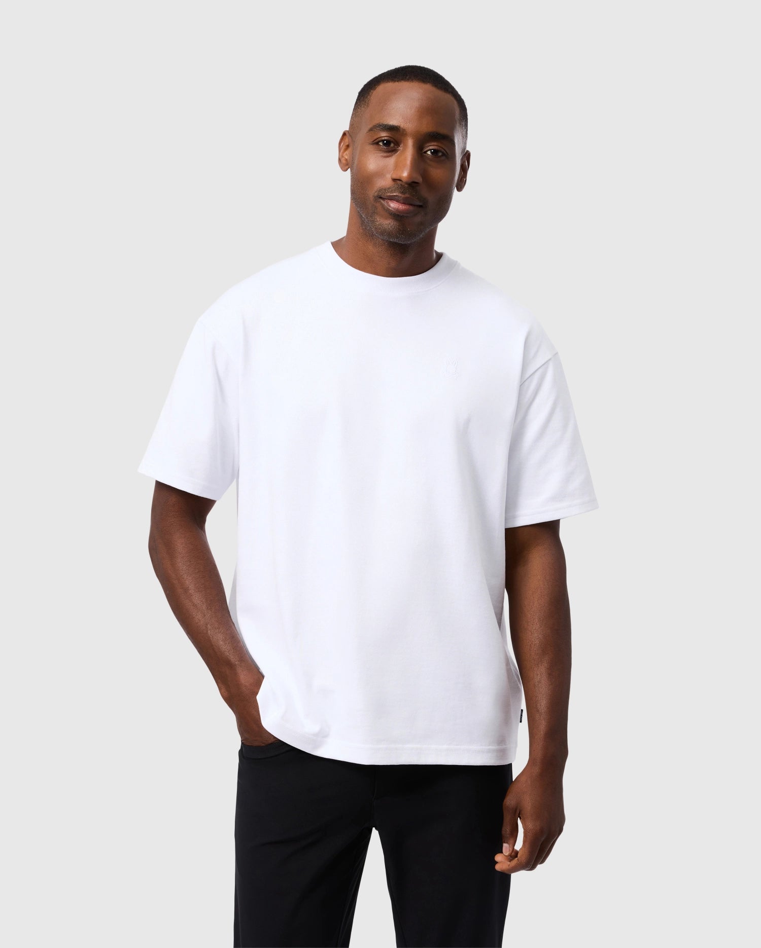 MENS WHITE DUKE HEAVY WEIGHT RELAXED FIT TEE PSYCHO BUNNY