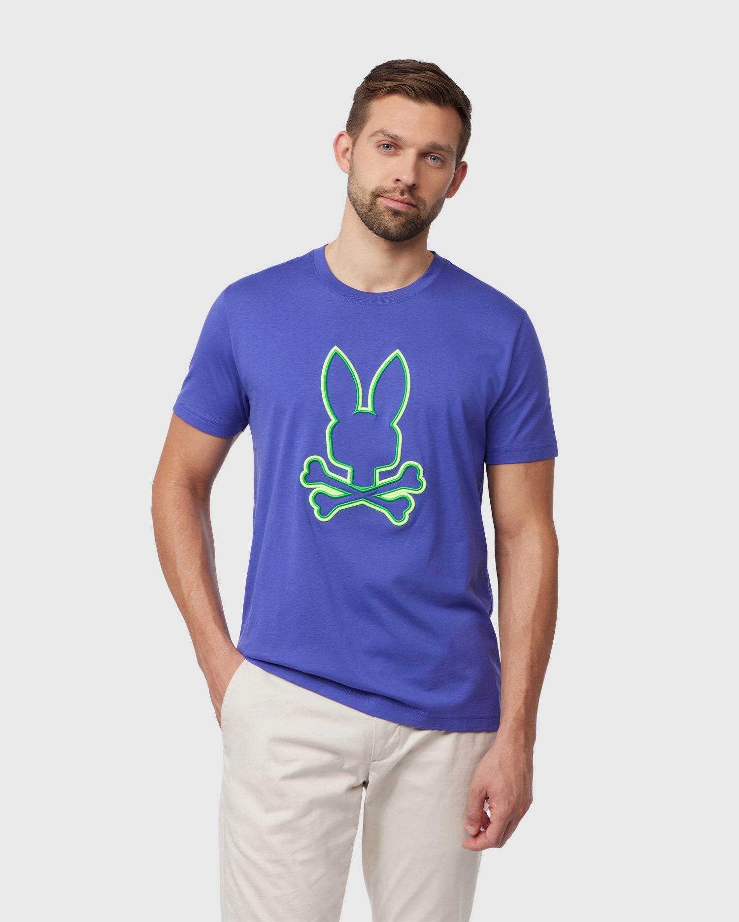 MENS BLUE SANTA MONICA EMBROIDERED GRAPHIC TEE | PSYCHO BUNNY
