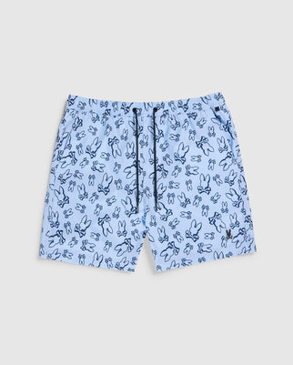 flat front view of rendon print swim trunk in windsurfer