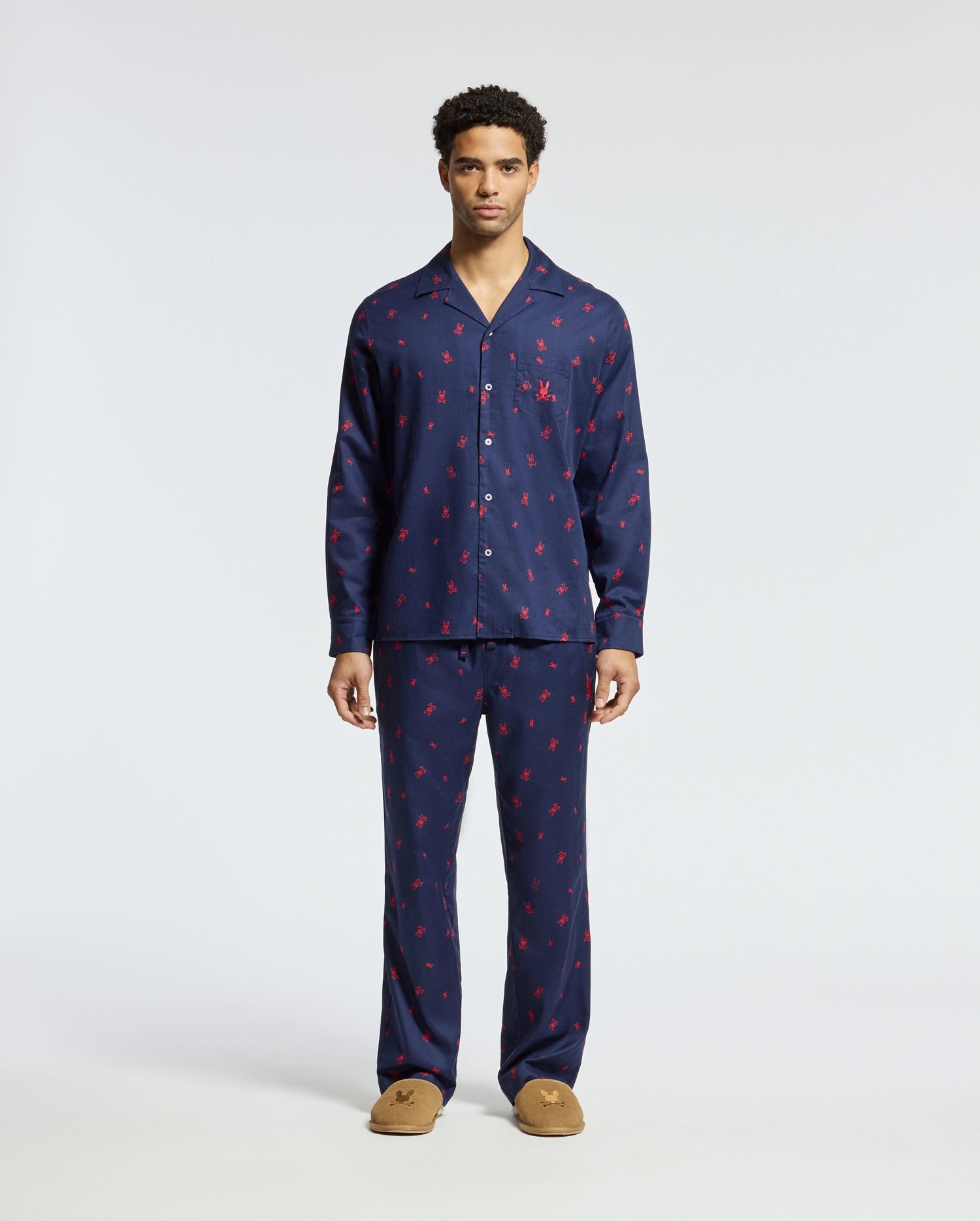 MENS ALL OVER PRINT FLANNEL PAJAMA SET - B6X343E200