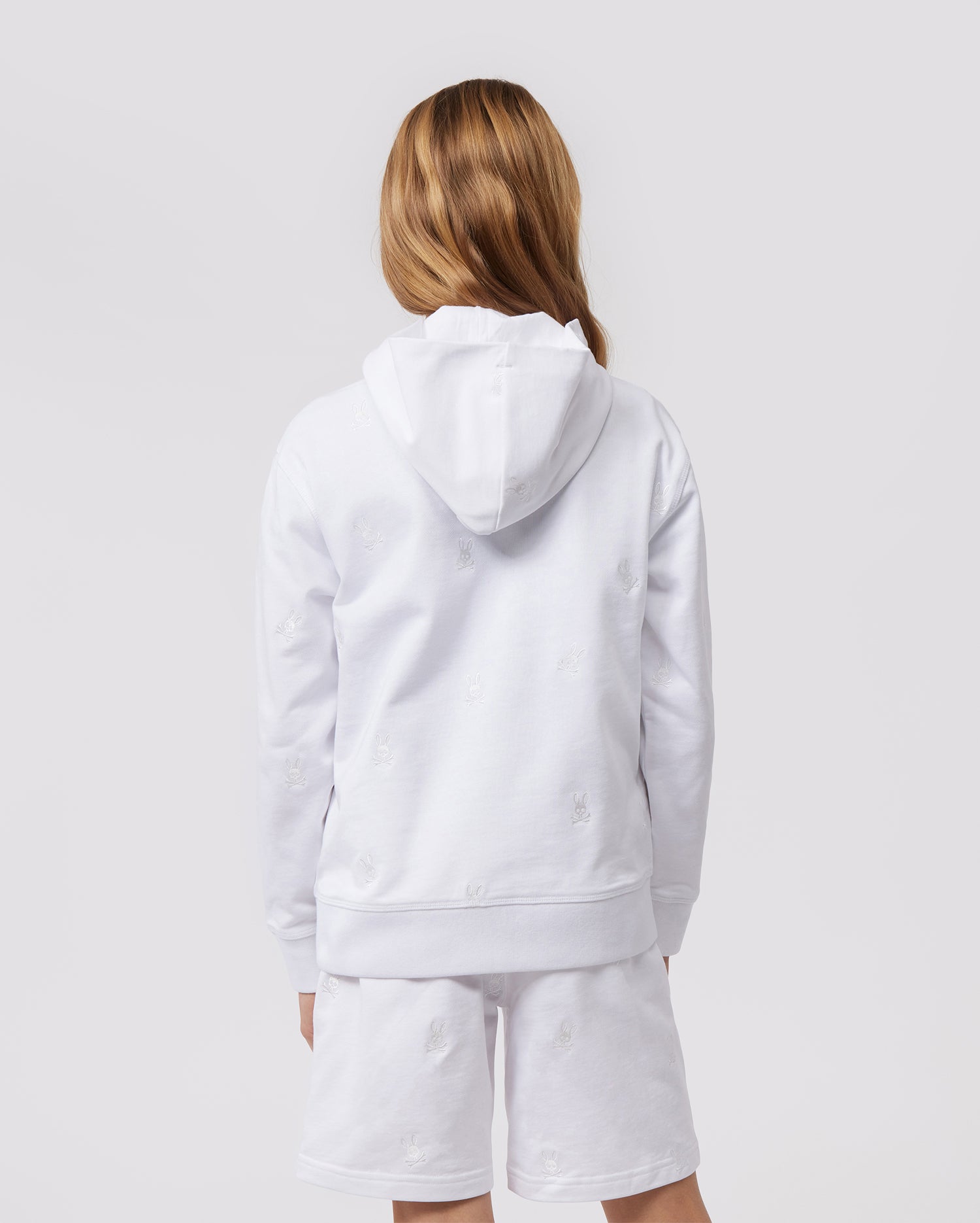 KIDS WHITE WOAD EMBROIDERED POPOVER HOODIE | PSYCHO BUNNY