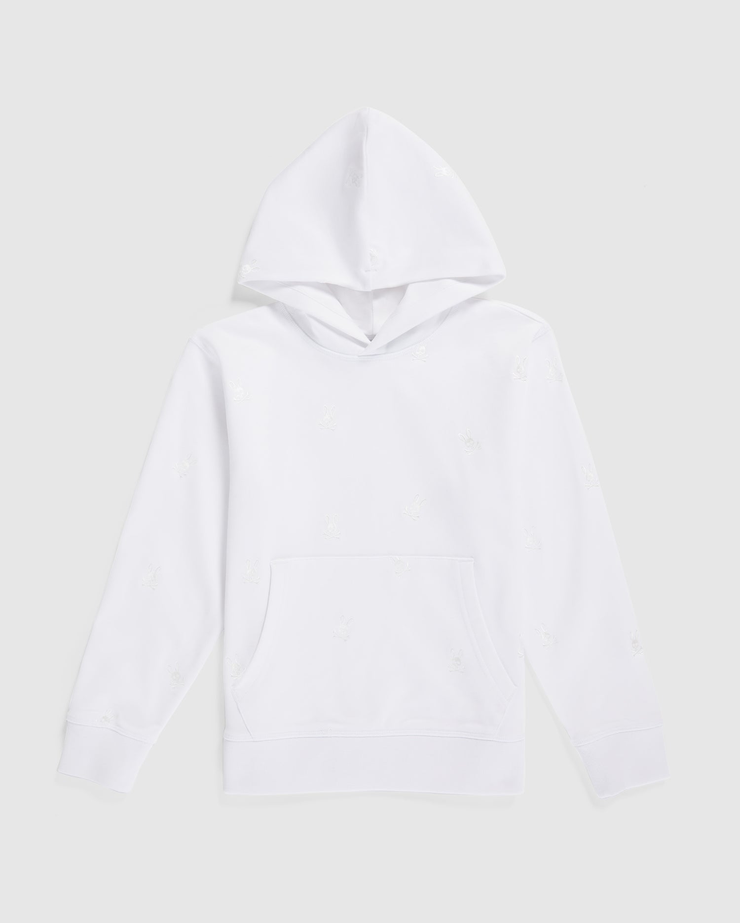 KIDS WHITE WOAD EMBROIDERED POPOVER HOODIE | PSYCHO BUNNY – Psycho Bunny