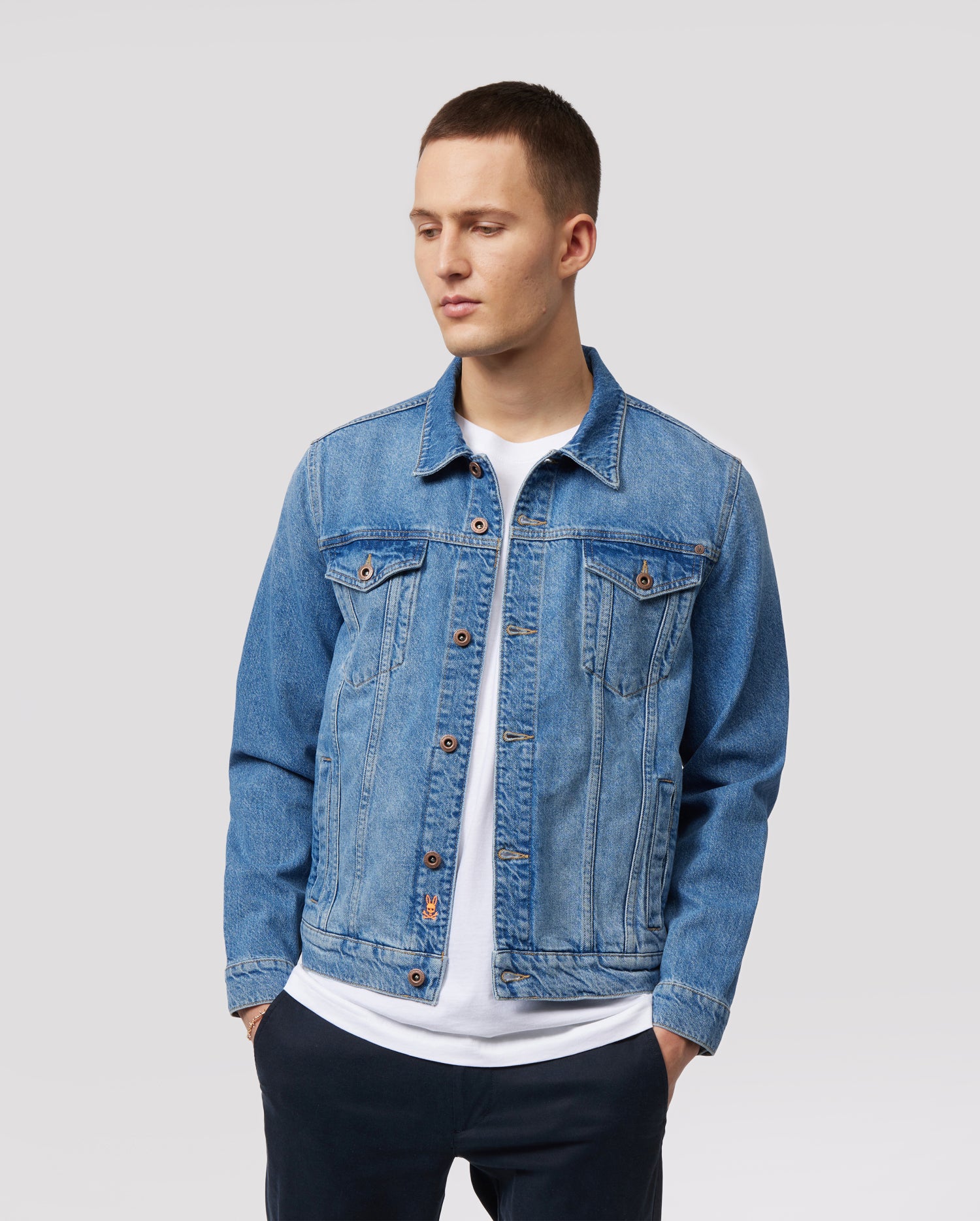 Urban Classics Mens Light Jacket TB1438 Ripped Denim Jacket Color: Bleached  in Size: Small at Amazon Men's Clothing store