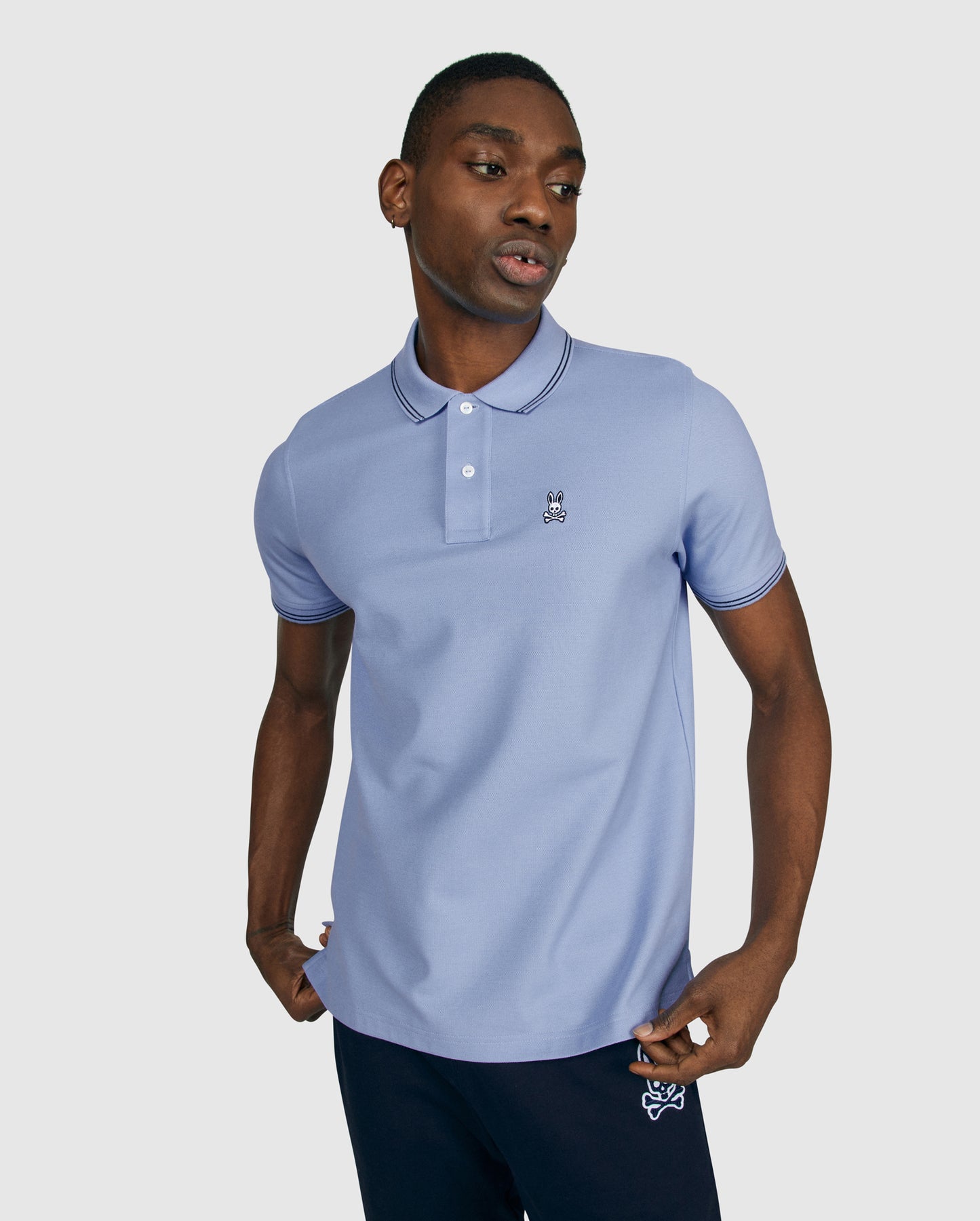 Psycho Bunny Logan Pima Cotton Piqué Polo in Chambray Blue