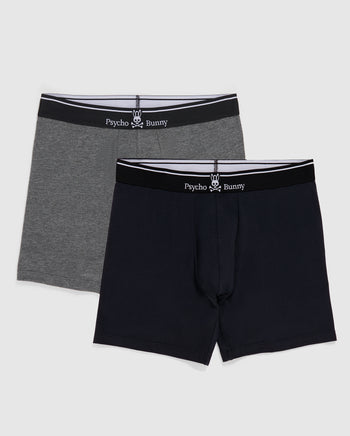 MENS SOLID KNIT 2 PACK MIXED GRAY BLACK BOXER BRIEF